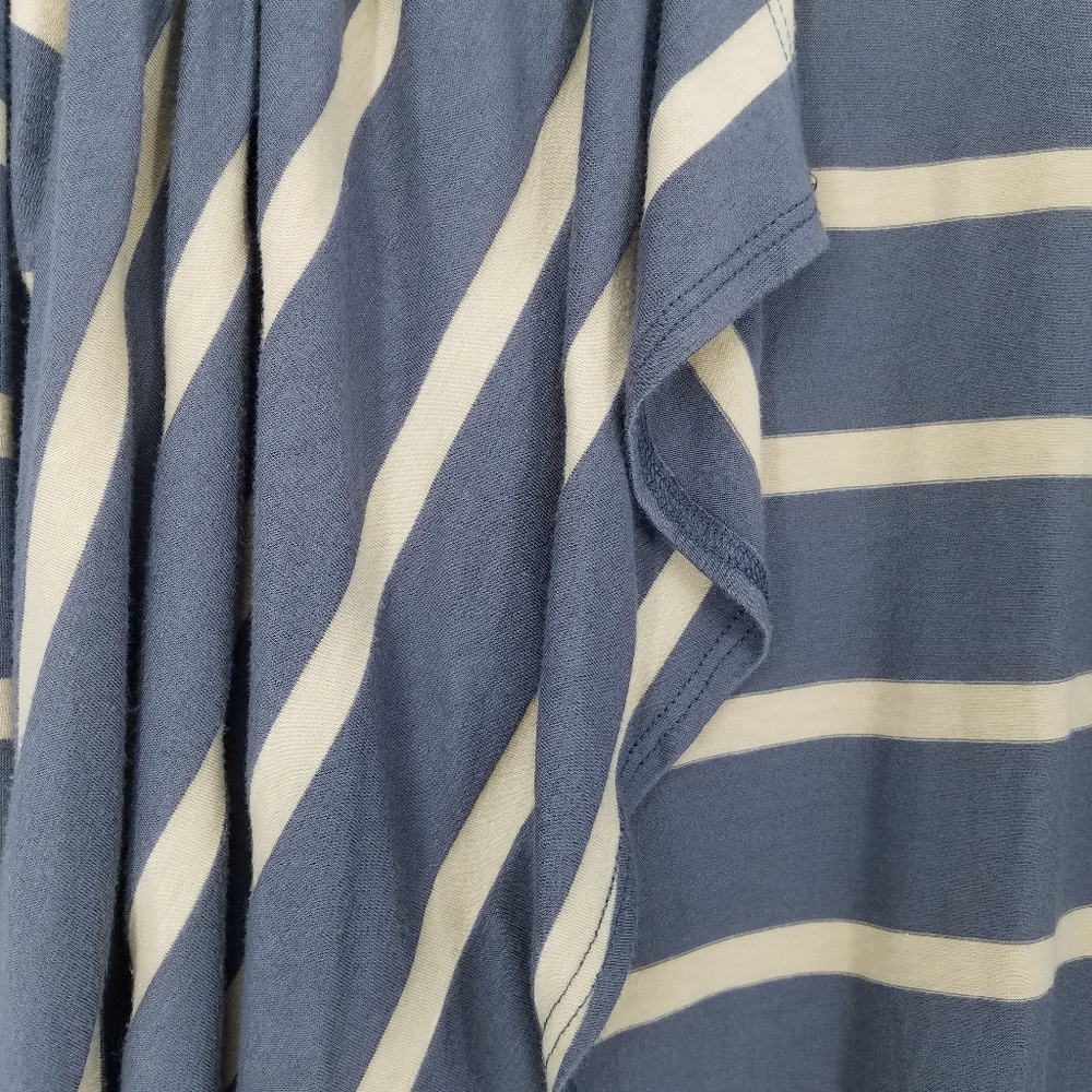 Pleione Blue Asymmetrical Striped Open Cardigan - Picture 4 of 6